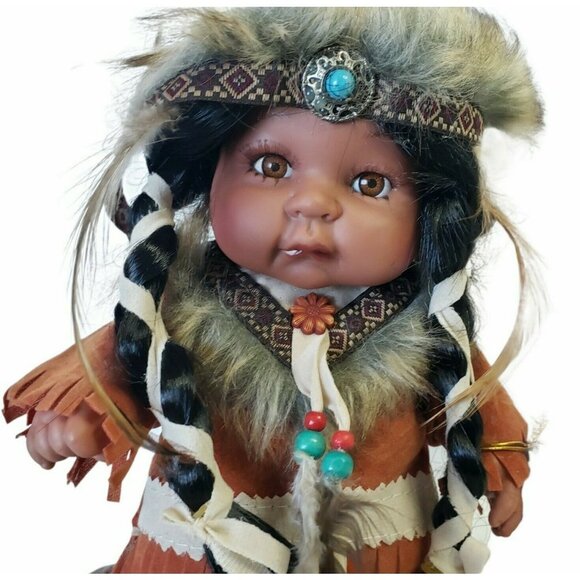 Golden Keepsakes Indian doll headdress Heirloom certificate 8.5" - Picture 1 of 12